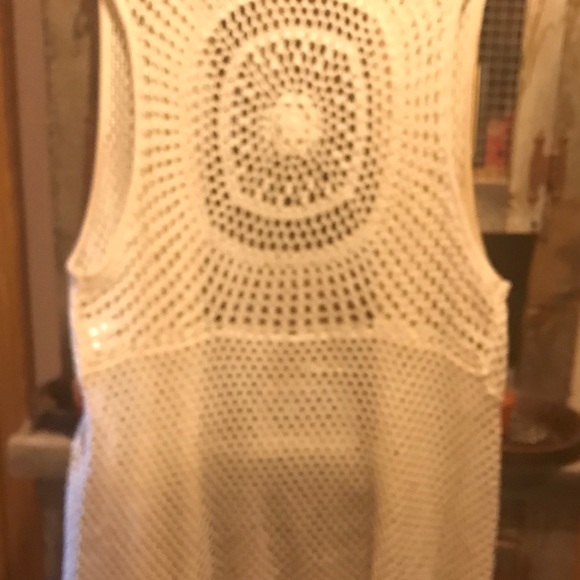 Cream Colored Crocheted Sleeveless Jacket - Picture 2 of 3